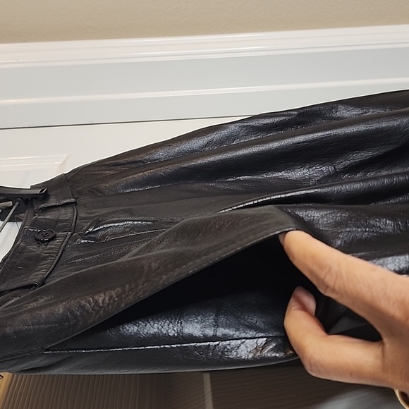 Licole Womens Vintage High Waisted Pleated Black Genuine Leather Pants Trousers - Picture 4 of 16